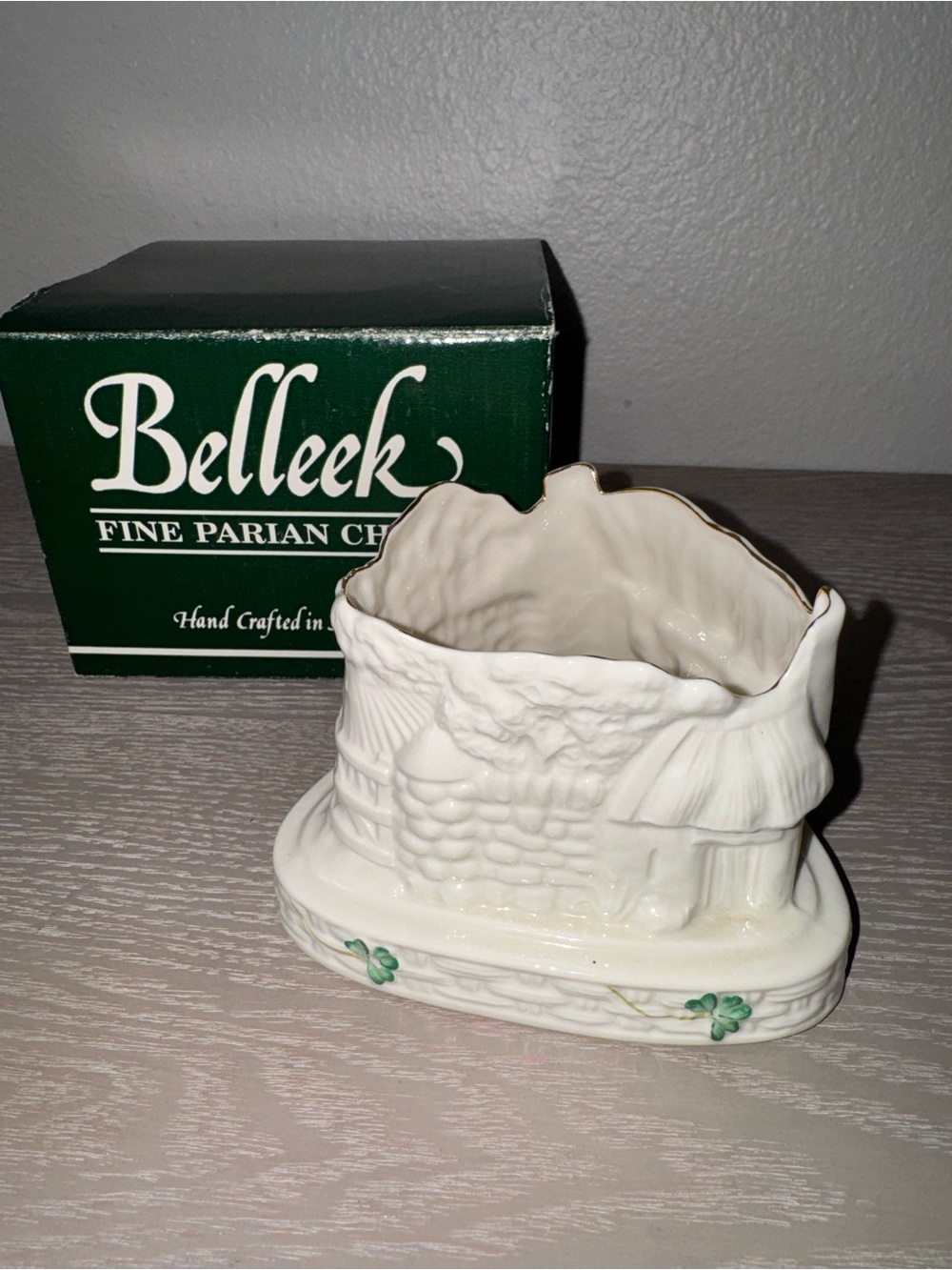 Belleek Porcelain Irish Cottage candle Holder | Parian China Cottage House